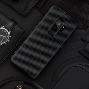 Луксозен силиконов гръб ТПУ ултра тънък Карбон за Samsung Galaxy S9 Plus G965 черен